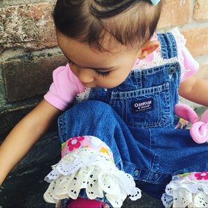 Denim Ribbon Lace KIDS Overalls Size 18 months